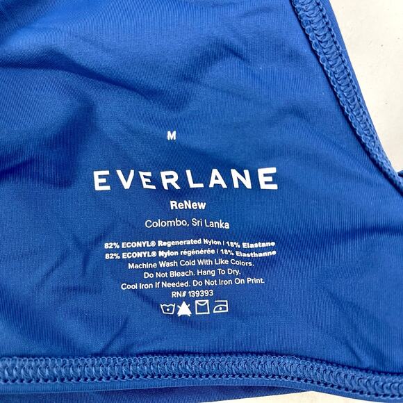 Everlane Womens The Tie-Front Bikini Top Medium Swimwear Blue No Pads NWT - Picture 7 of 9
